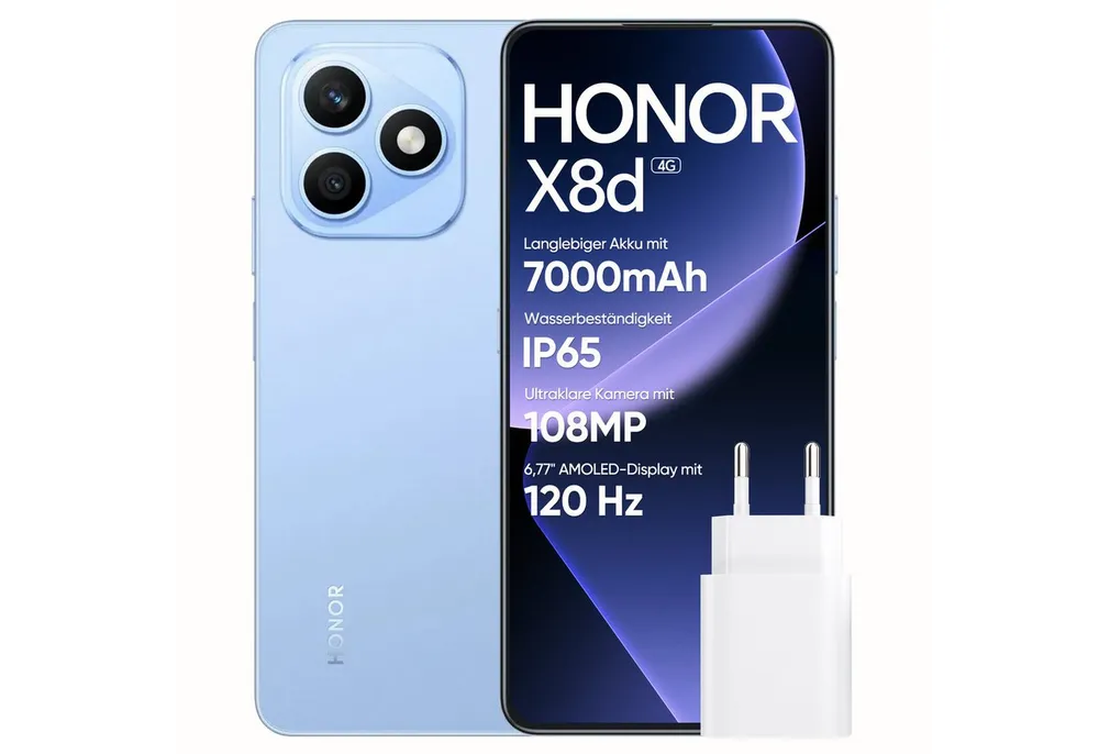 Honor HONOR X8d Robustes Smartphone mit 7000mAh Akku, IP65 Smartphone (6.77 Zoll, 512 GB Speicherplatz, Outdoor-Handy mit 120Hz AMOLED, 45W Schnellladung)