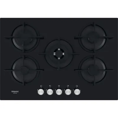Gaskochfeld Hotpoint HAGS 72S BK 4 Zonen Schwarz Glas Eingebaut
