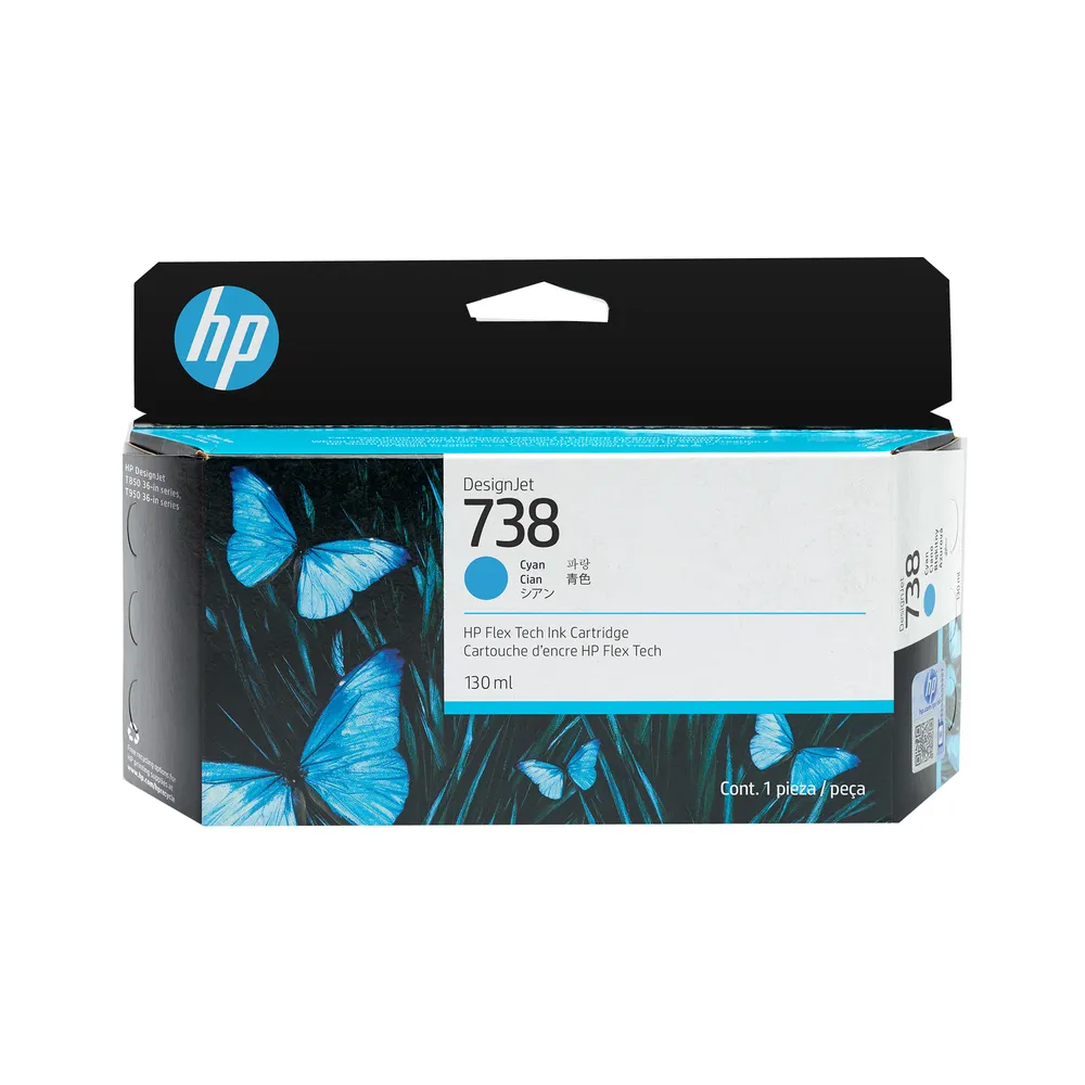 HP DesignJet 738 Cyan Tintenpatrone 130ml Original T850 T950 Einzelpackung