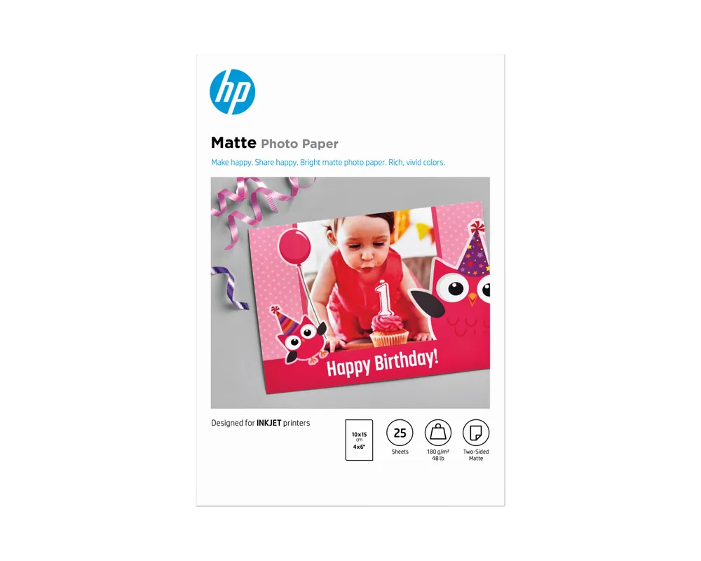 HP Mattes Fotopapier 10x15 cm 25 Blatt 180 g/m²