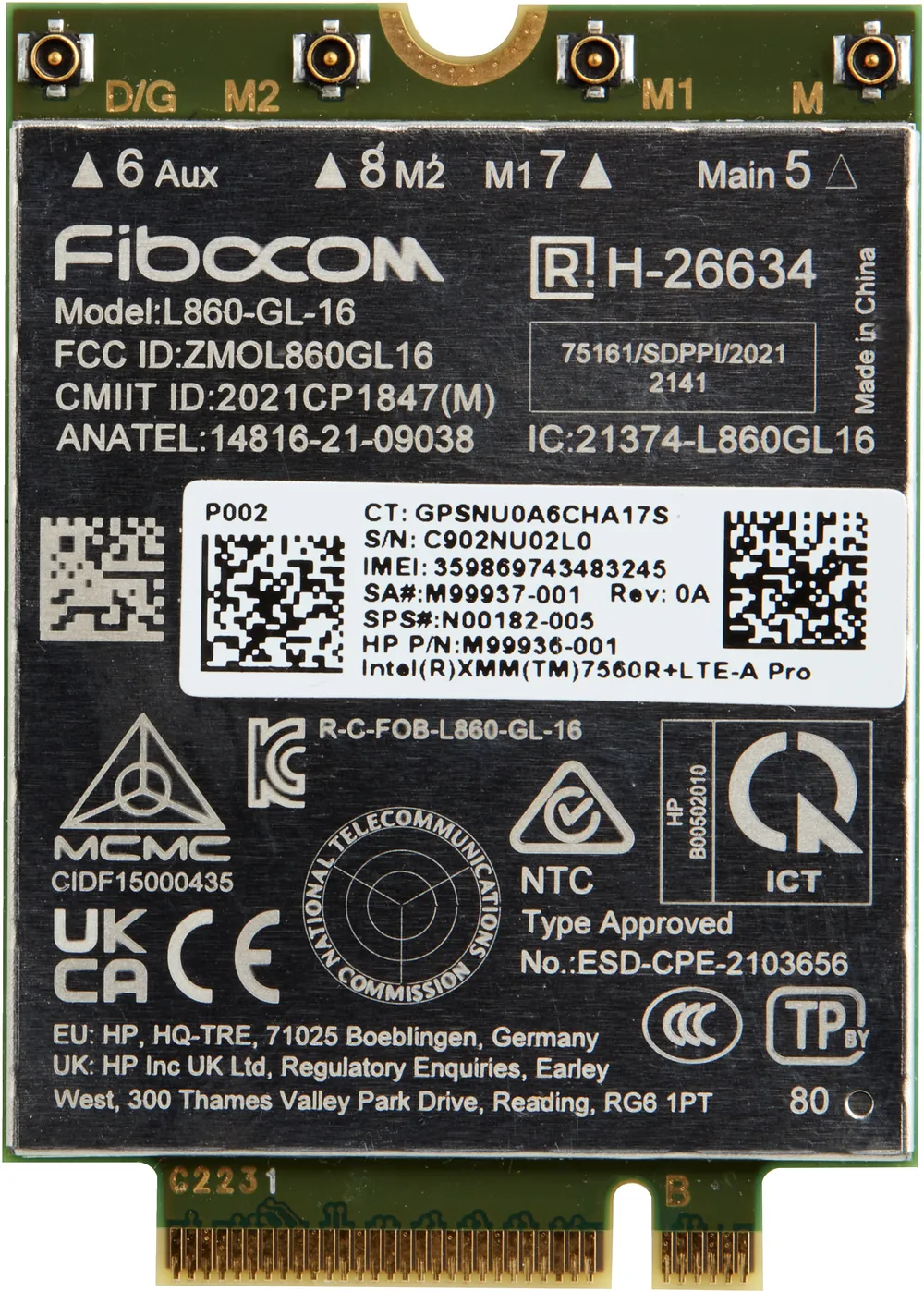 Netzwerkkarte HP XMM 7560 R+ LTE-Advanced Pro WWAN Wireless Gigabit Business