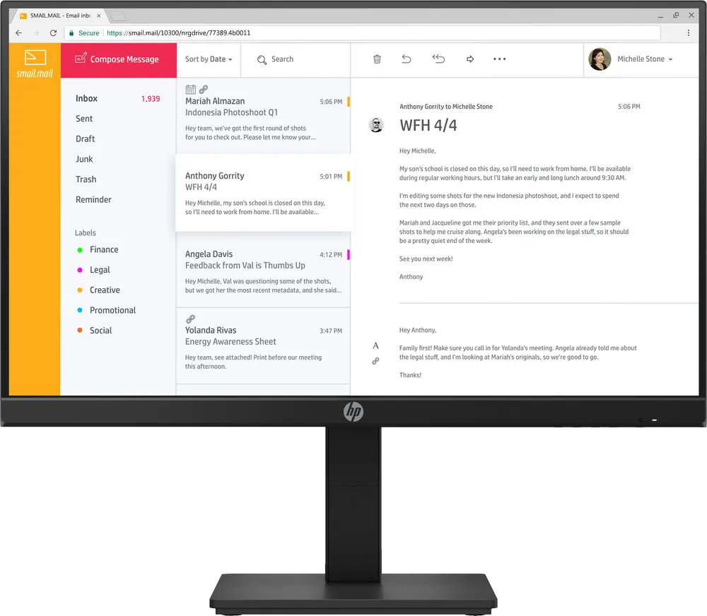 HP P24h G4 60,45 cm (23,8" ) Business-Monitor mit Speaker | 7vh44aa#abb |