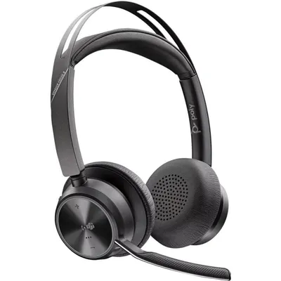 Auriculares HP Voyager Focus 2 inalámbricos Bluetooth con Cancelación de Ruido, micrófono y base de carga, color negro
