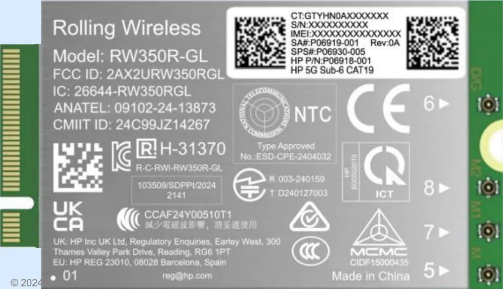 Tarjeta de Red HP RW350R-GL WWAN 5G Intern Wireless Gigabit Business