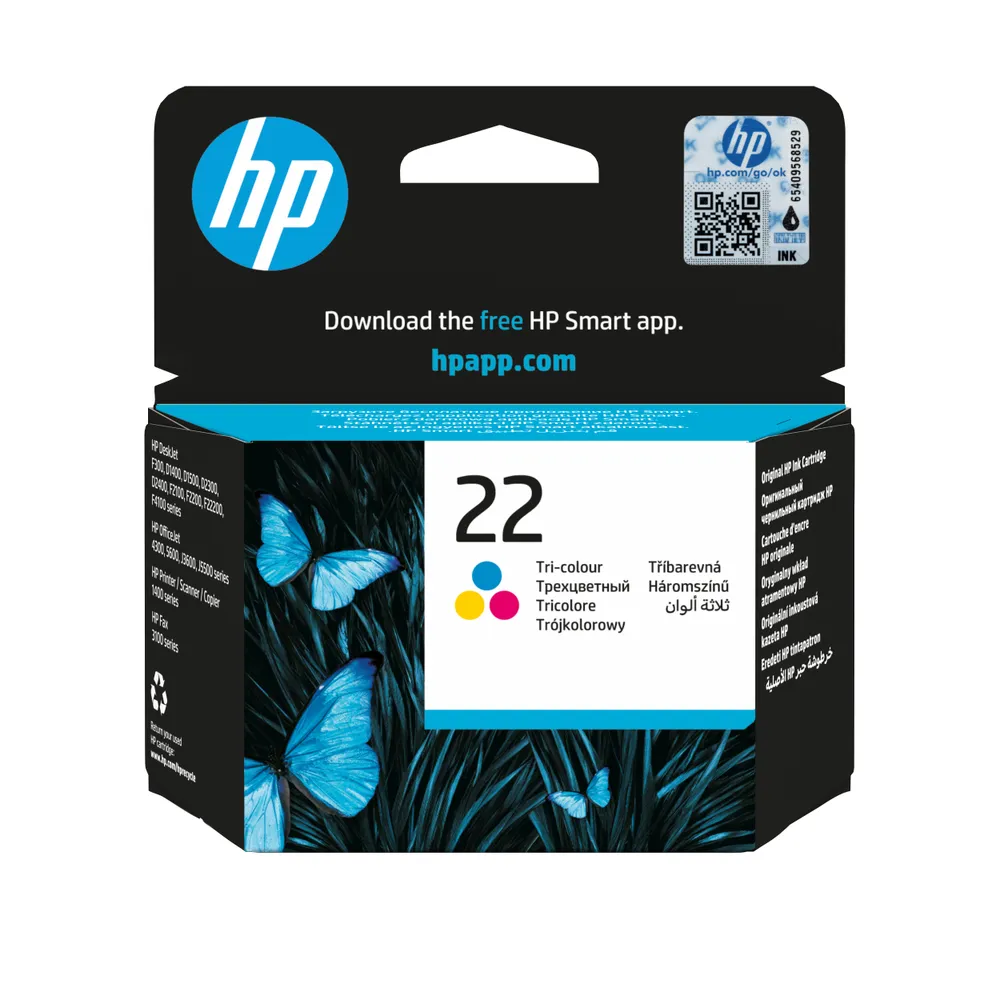 HP 22 trefärgs bläckpatron Druckerpatrone 1 Stück(e) Standardertrag Cyan, Magenta, Gelb