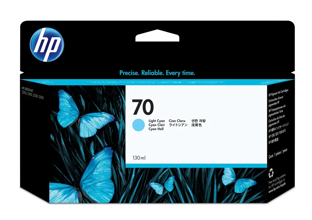 Tintenpatrone HP C9390A 70 130 ml Hellcyan DesignJet Z2100/Z3100/Z3200
