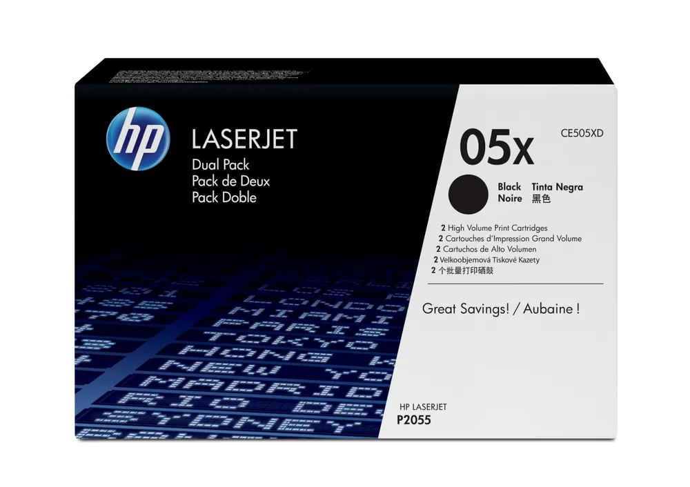 HP 05X 2-pack High Yield Black Original LaserJet Toner Cartridges Tonerkartusche 2 Stück(e)