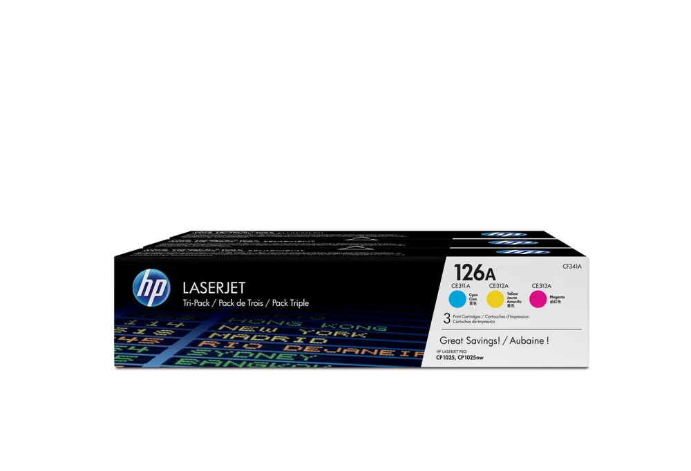 HP 126A 3-pack Cyan/Magenta/Yellow Original LaserJet Toner Cartridges Tonerkartusche 3 Stück(e) Cyan, Magenta, Gelb
