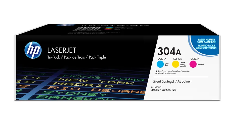 HP 304A 3-pack Cyan/Magenta/Yellow Original LaserJet Toner Cartridges Tonerkartusche 3 Stück(e) Cyan, Magenta, Gelb