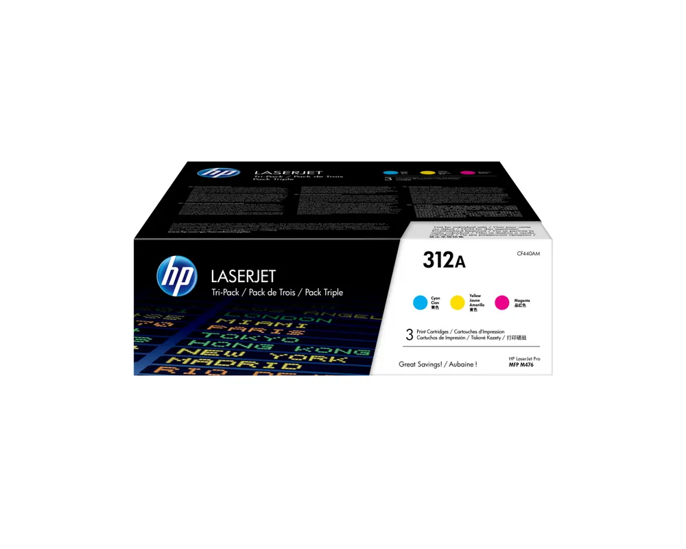 HP 312A Cyan Tri-Pack LaserJet Toner Cartridge Tonerkartusche 3 Stück(e) Original Cyan, Magenta, Gelb