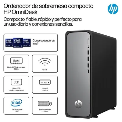 Desktop-PC HP OmniDesk S03-0020ns Intel Core i3-14100 8GB 512GB SSD Intel UHD FreeDOS WiFi6