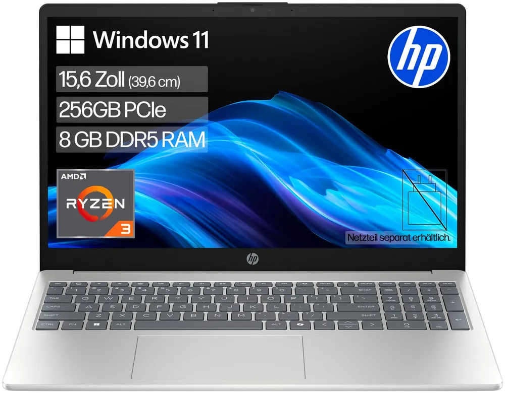 HP 15-fc1031ngx Notebook (39,6 cm/15,6 Zoll, AMD Ryzen 3 7320U, Radeon™ 610M, 8 GB, 256 GB SSD)