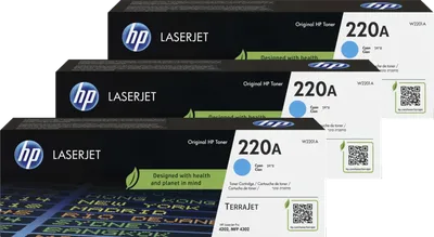 HP 220A LaserJet Toner Cyan (3 Stück)
