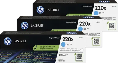 HP 220X LaserJet Toner Cyan (3 Stück)