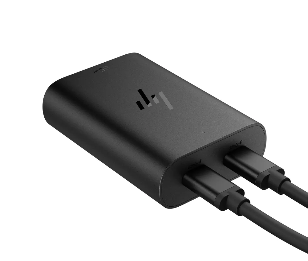 HP GaN Laptop-Ladegerät 65 W USB-C, kompakt, zwei USB-C-Anschlüsse