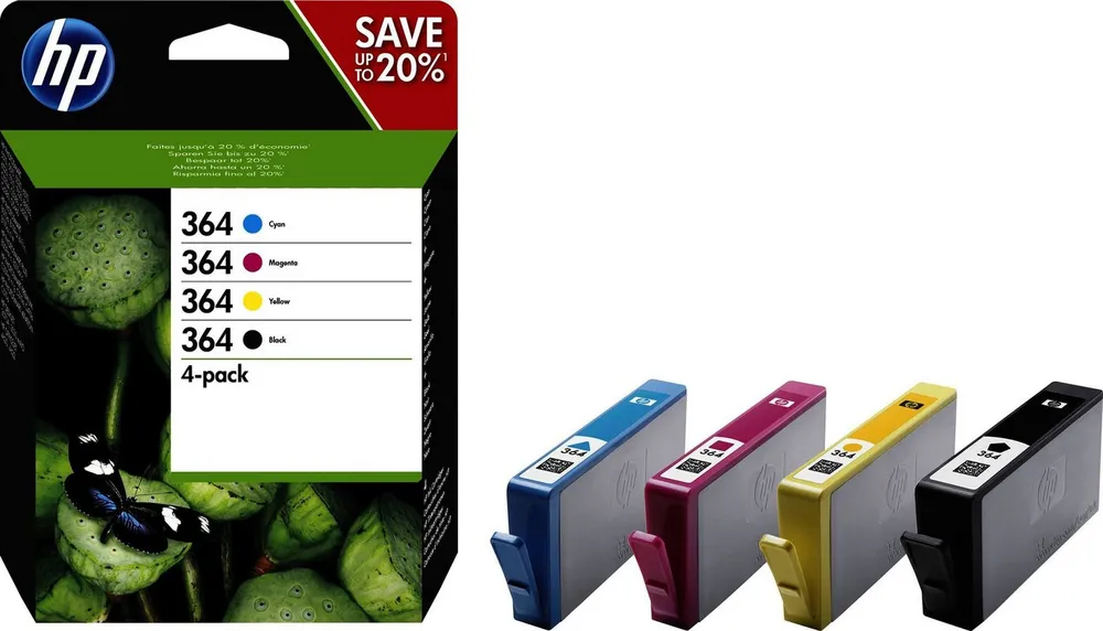 HP HP original Druckerpatrone 364 Combo C/M/Y/B Tintenpatrone (original Druckerpatrone 365 schwarz/cyan/magenta/gelb)