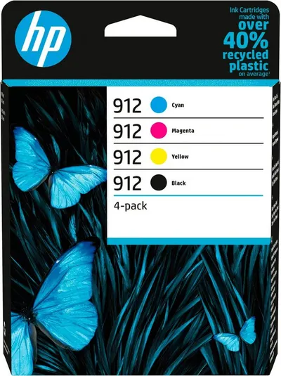 HP HP original Druckertinte 912 4er-Pack Tintenpatrone (Packung, Instant Ink, yellow/magenta/cyan/schwarz)