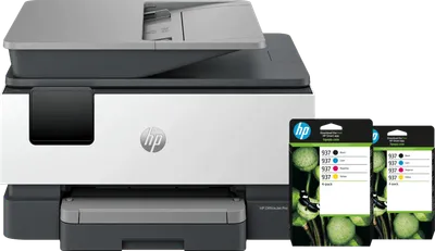 HP OfficeJet Pro 9120e + 2 schwarze Patronen + 2 Farbpatronen