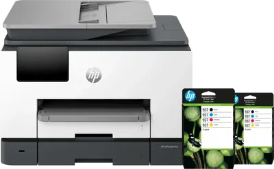 HP OfficeJet Pro 9132e + 2 schwarze Patronen + 2 Farbpatronen