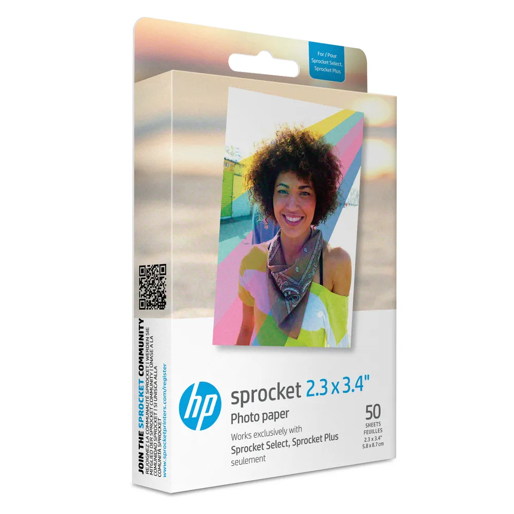 Fotopapier HP Sprocket 2.3" x 3.4" Premium Zink Glänzend 50 Blätter