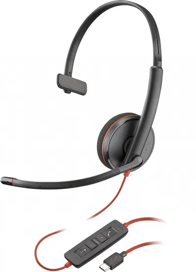 HP Poly Blackwire 3210 Monaural USB-C Headset +USB-C/A Adapter 8X214AA