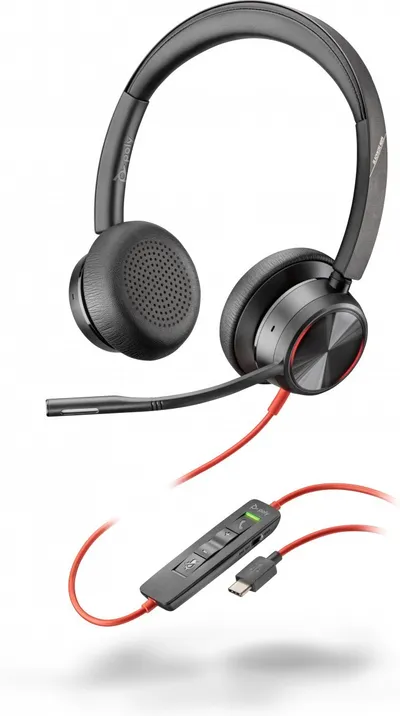 HP Poly Blackwire 8225 Stereo USB-C Headset +USB-C/A Adapter 8X223AA