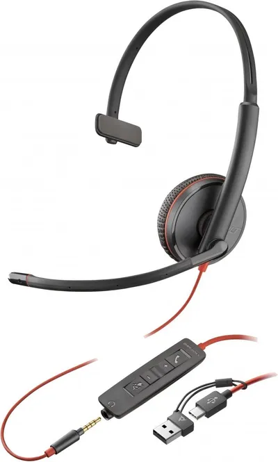HP Poly Blackwire 3215 Monaural USB-C Headset +3.5mm Plug 8X227AA