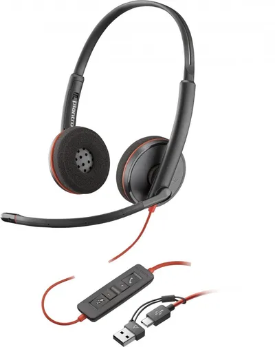 HP Poly Blackwire 3220 Stereo USB-C Headset +USB-C/A Adapter 8X228AA