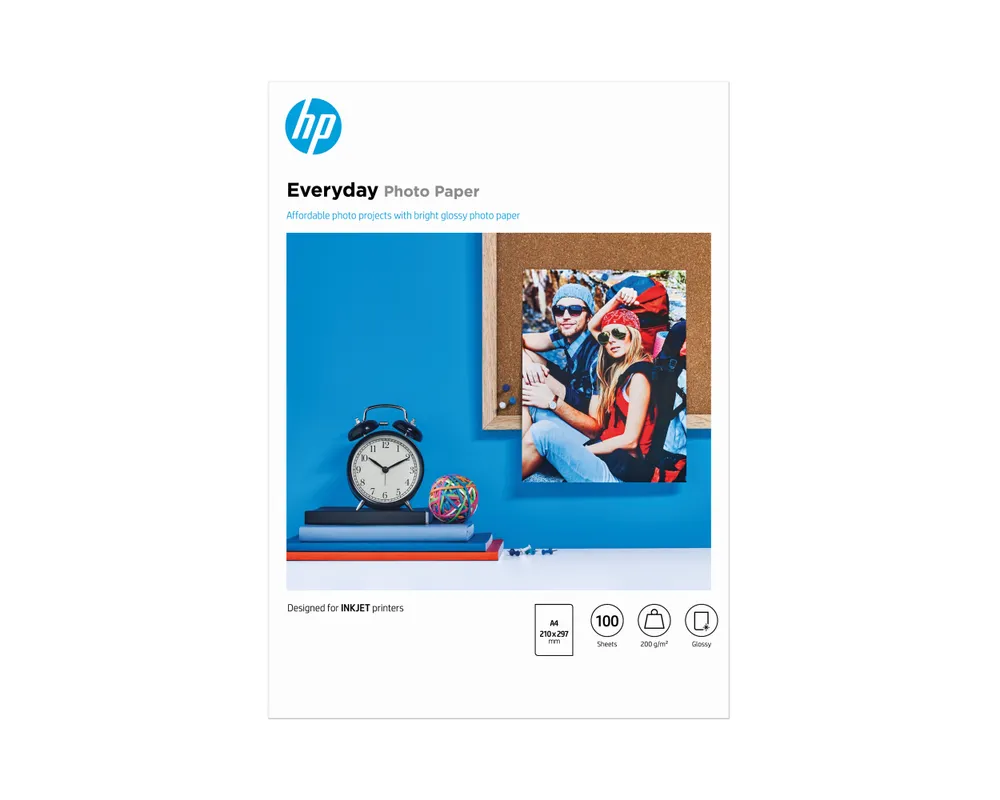HP Everyday fotopapier, matglanzend, 175 gr/m², 100 vel, A4/210 x 297 mm Glanz