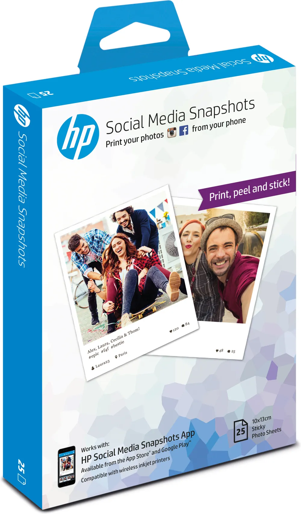 Social Media Snapshot Papier W2G60A, 25 Blatt/10x13cm Fotopapier
