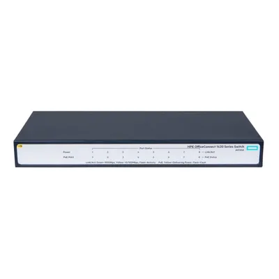 HPE OfficeConnect 1420 Unmanaged Switch, 8 Gigabit PoE+ Ports, 64 W
