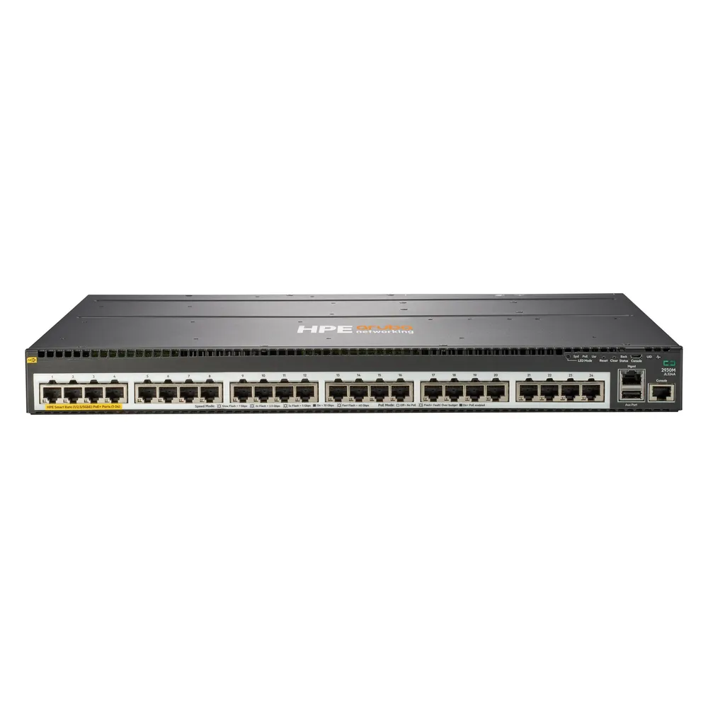 HPE E Aruba Switch, 24 Smart Rate Ports, 1 Slot, PoE+, Layer 3, 10 Chassis Backplane Stacking, S