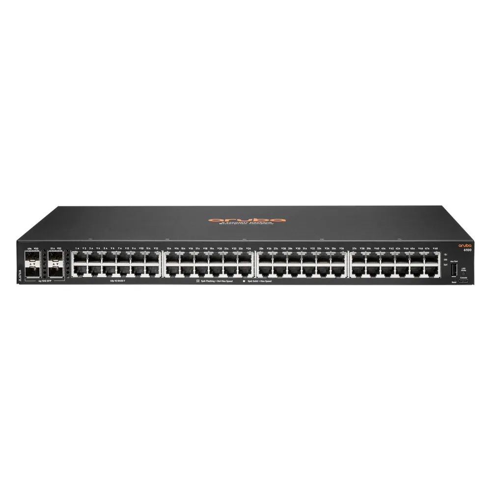 HPE Aruba Networking Aruba 6100 48G 4SFP+ Managed L3 Gigabit Ethernet (10/100/1000) 1U Schwarz