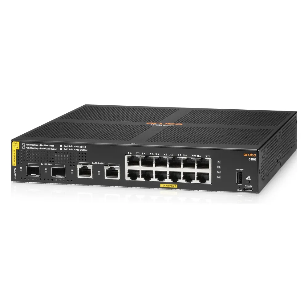 Switch HPE Aruba Networking 6100 12G Class4 PoE 2G/2SFP+ 139W Managed L3 Gigabit Ethernet Switch