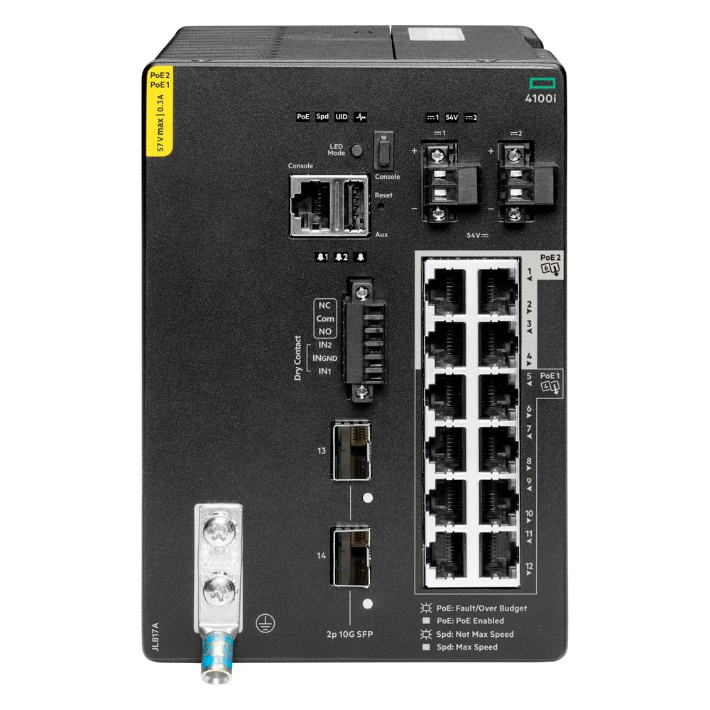 HPE E Aruba 4100i Switch 8 Port PoE and 4 Port PoE, 2 SFP+, Layer 2, Web GUI, CL