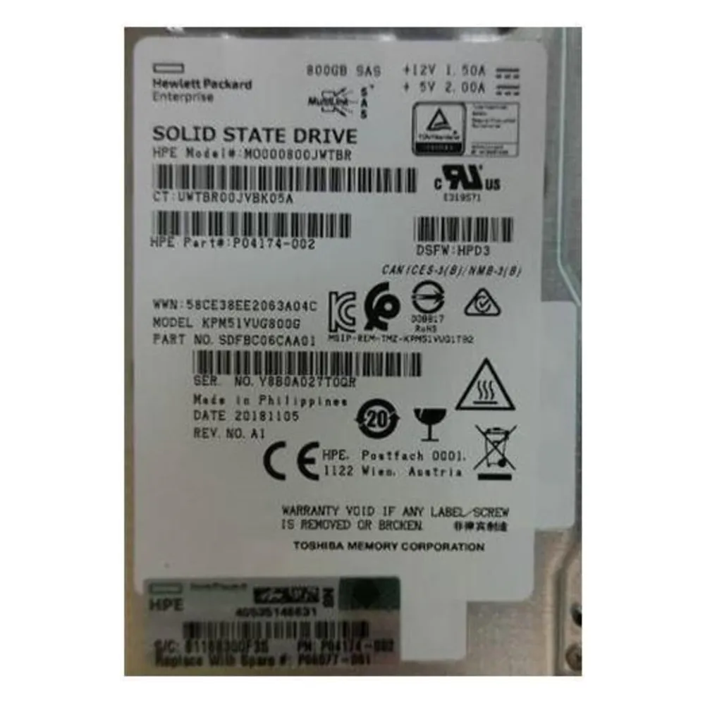 HPE SSD 800GB SFF SAS MU DS SC (800 GB, 2.5")