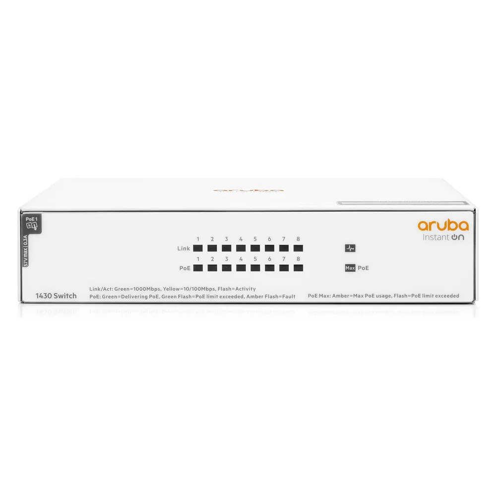 Switch HPE Instant On 1430 8G PoE 64W Unmanaged L2 8 Ports Gigabit Ethernet
