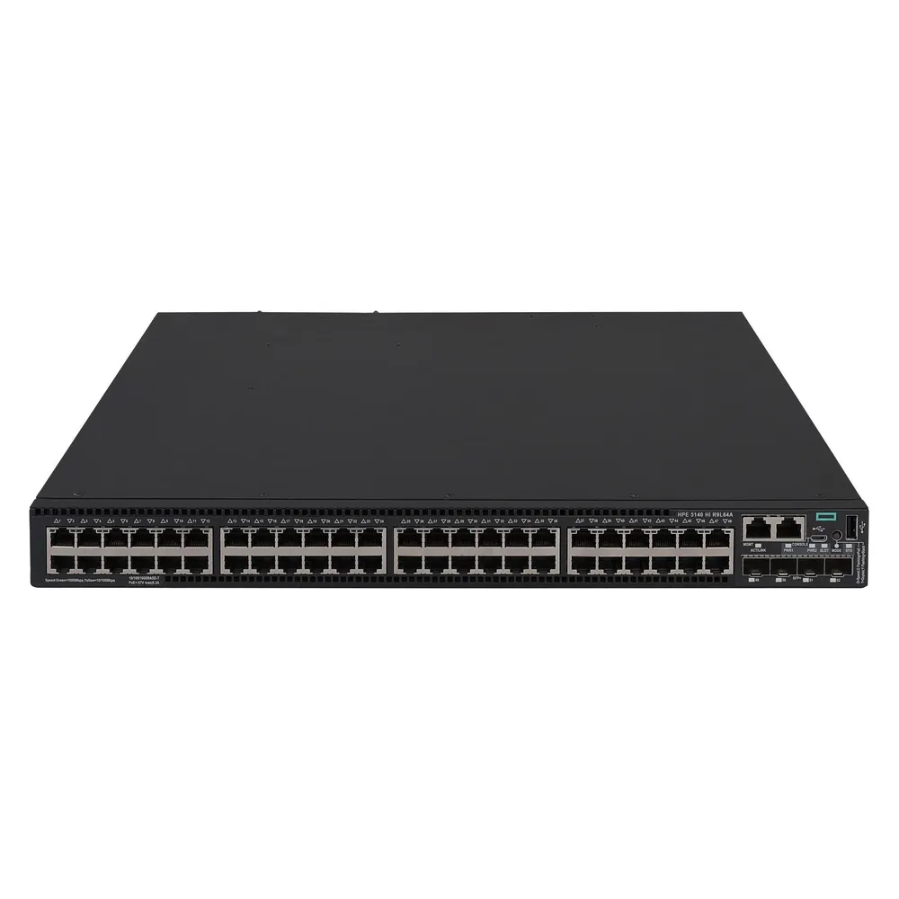 HPE E FlexNetwork 5140 HI Switch PoE+, 4 SFP+ Ports, 1 Slot, without PSU (48 Ports)