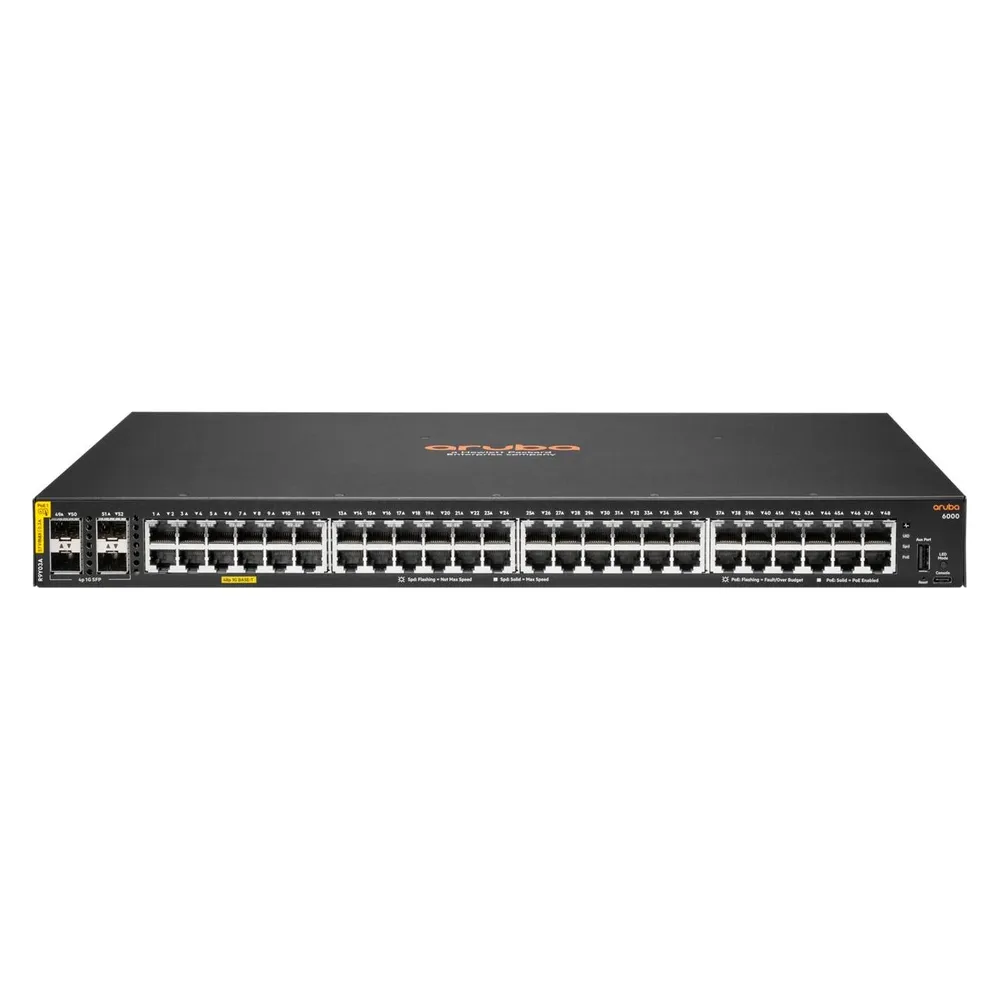 Managed Switch HPE Aruba Networking CX Serie 6000 48G Class4 PoE 4SFP 740W Managed Switch HPE Aruba Networking CX Serie 6000 48G Class4 PoE 4SFP 740W