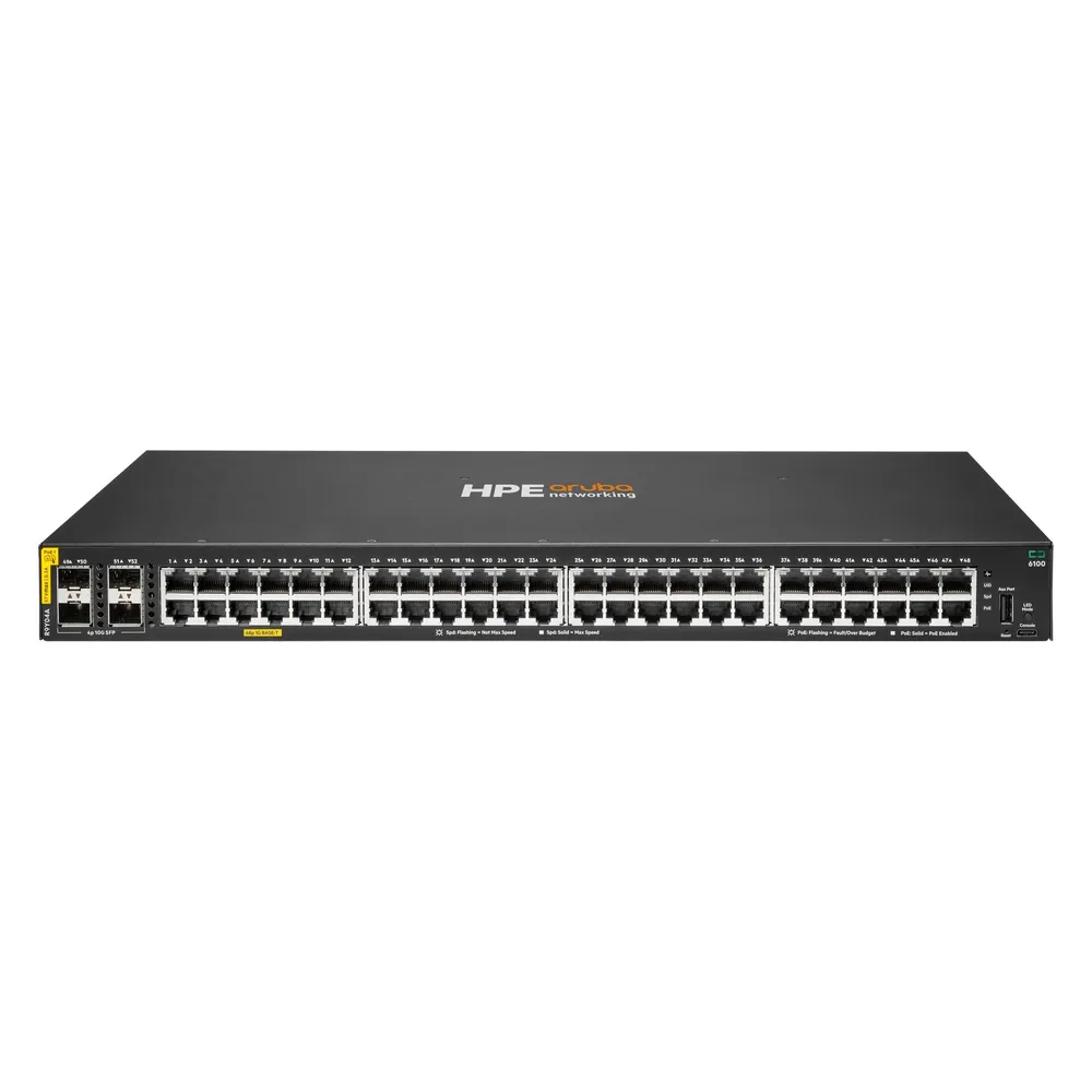 Switch HPE Aruba CX 6100 48G Class4 PoE 4SFP+ 740W Managed L3 GigabitSwitch HPE Aruba CX 6100 48G Class4 PoE 4SFP+ 740W Managed L3 Gigabit