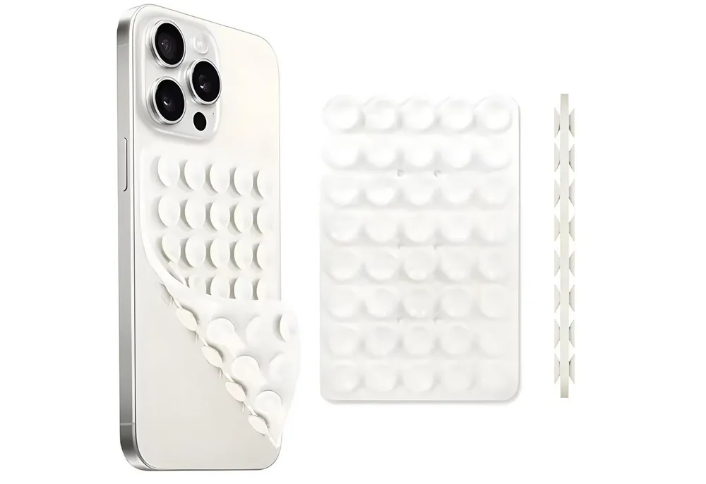 HS.SUPPLY Handy-Halterung Doppelseitiger Silikon-Handyhalter mit Saugnäpfen für iPhone & Android