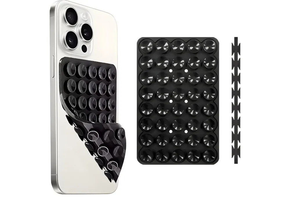 HS.SUPPLY Handy-Halterung Doppelseitiger Silikon-Handyhalter mit Saugnäpfen für iPhone & Android