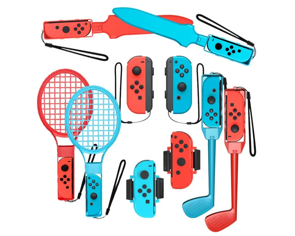 Hurtel Nintendo Switch Sport 10-in-1 Familien Zubehör Nintendo (Zubehörset, Realistisches Zubehör für aktives Familien-Gaming)