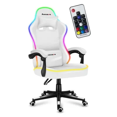 Gaming Stuhl Huzaro FORCE 4.4 RGB 130kg verstellbar Stoff Weiß RGB-Beleuchtung