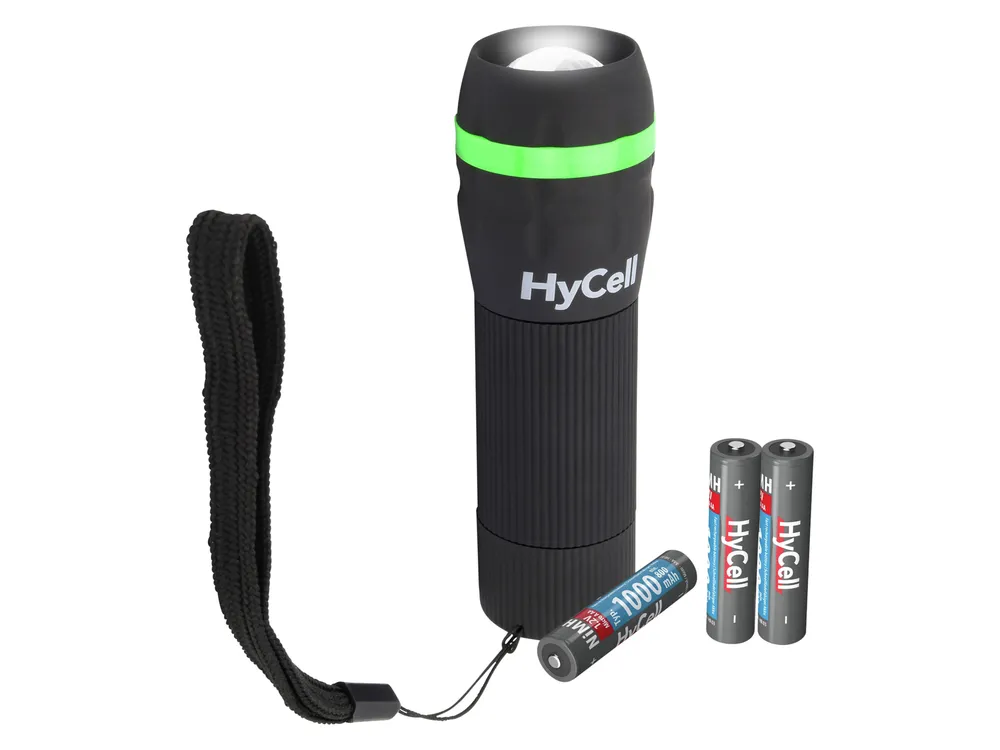 HYCELL LED-Taschenlampe Zoom, Kunststoff, 1W, 55 lm, batteriebetrieben