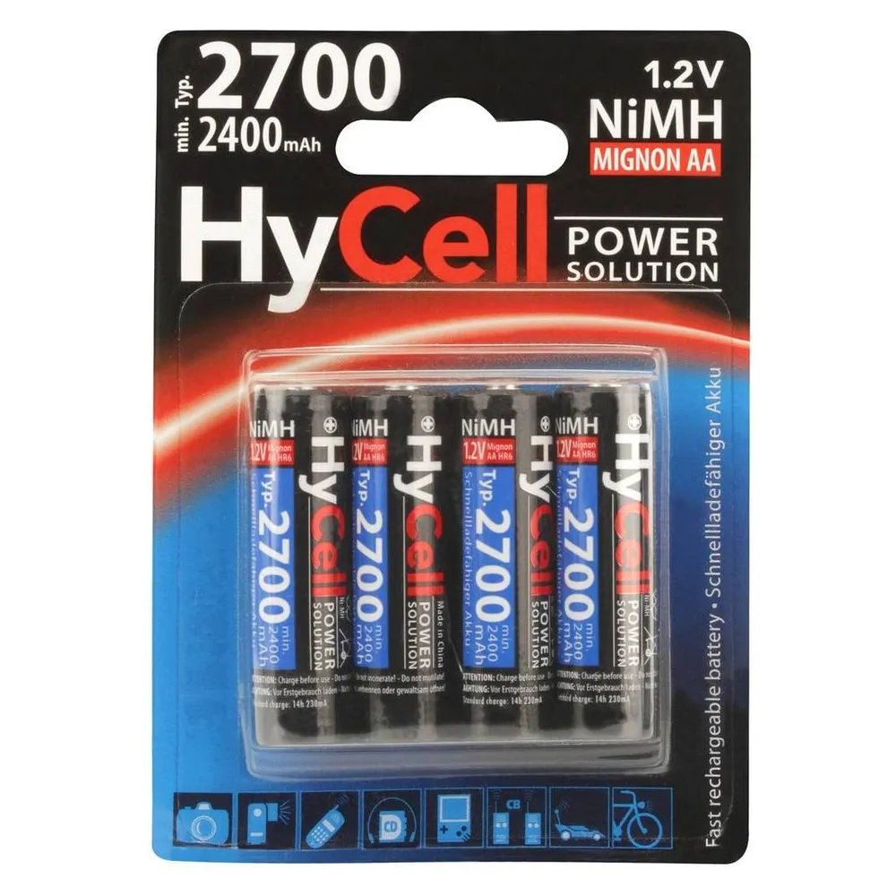 Hycell NiMH-Akku Mignon AA, Typ 2700, 4er-Blister
