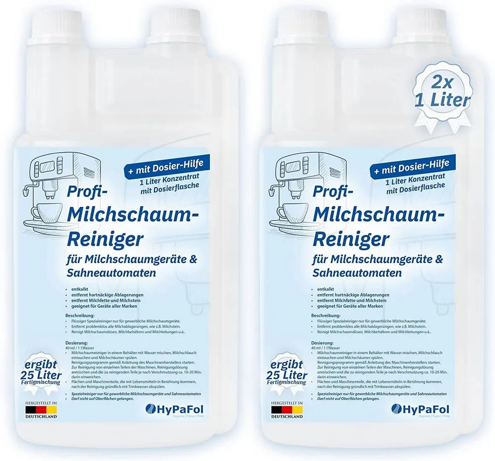 Hypafol Milchaufschäumer Milchschaumreiniger, flüssiger Spezialreiniger für Milchschaumgeräte, geeignet für Geräte aller Marken