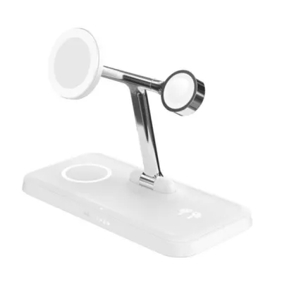 45 W HyperJuice Next Ladestation 4-in-1 Schnellladung Silber Weiß Qi2 Kabellos USB-C