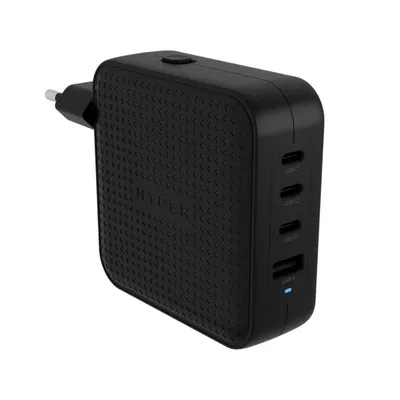 Ladegerät HYPER HJ1002BKWWGL 1x USB 2.0 4x USB Typ C Schnellladung SchwarzLadegerät HYPER HJ1002BKWWGL 1x USB 2.0 4x USB Typ C Schnellladung Schwarz