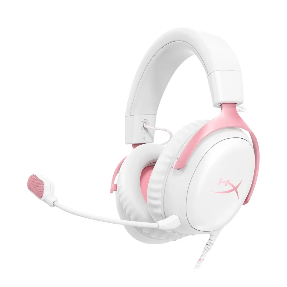 HyperX Cloud III Wired Gaming-Headset - Weiß/Rosa (PC, PS5, Xbox Series X/S)